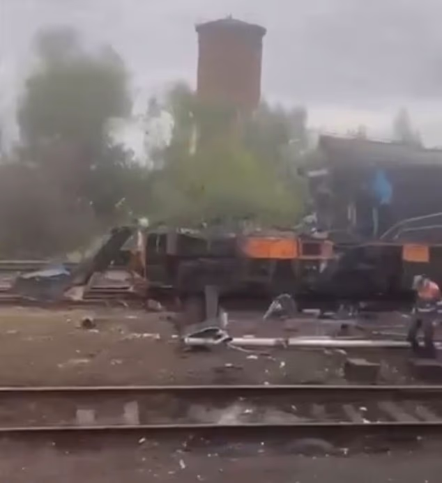The incident came as another train travelling on the Kyiv-Warsaw route was struck by a Russian drone near the Polish border