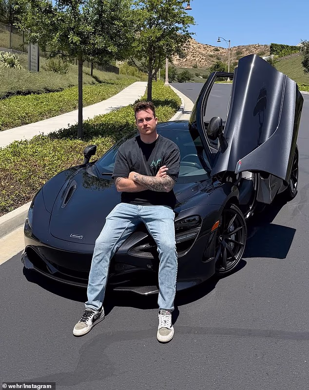 James Wehr, 27, died after the supercar split in two and burst into flames following the early morning crash on Saturday in Irvine, California