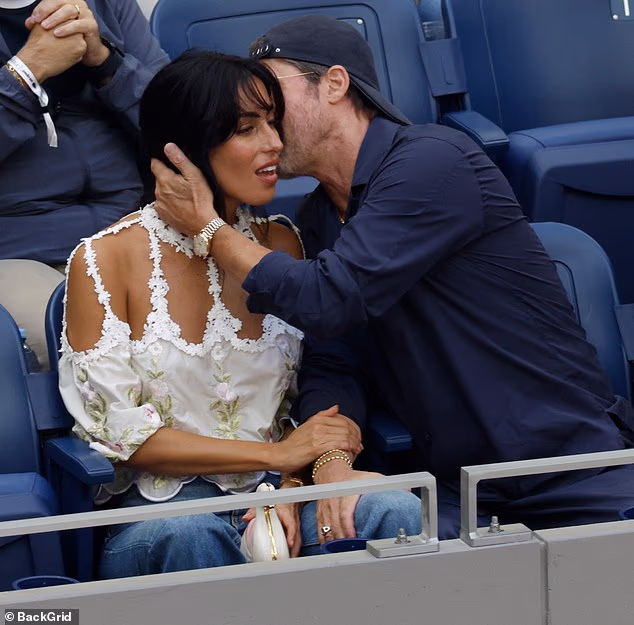 Brad Pitt and his much-younger girlfriend Ines de Ramon came close to crossing paths with her ex-husband at the US Open in New York City on Sunday