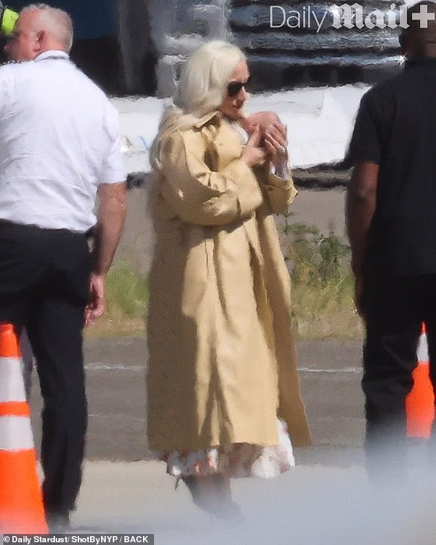 Daily Mail exclusive photos show Lady Gaga touching down in Los Angeles on Sunday with her baby