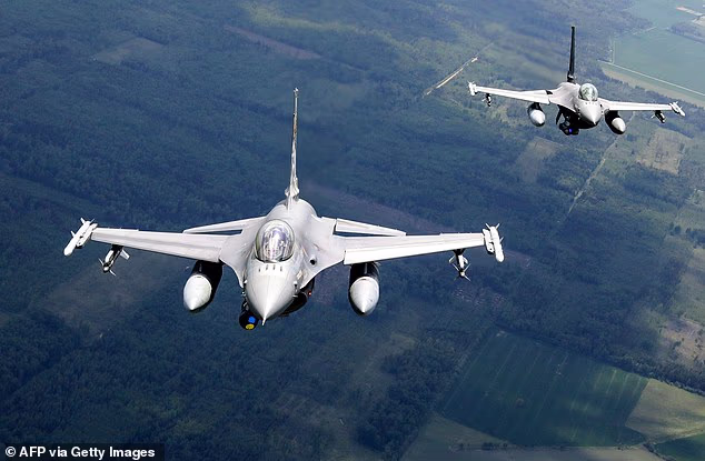 A NATO fighter jet shot down a drone that entered Lithuanian airspace today (stock image)