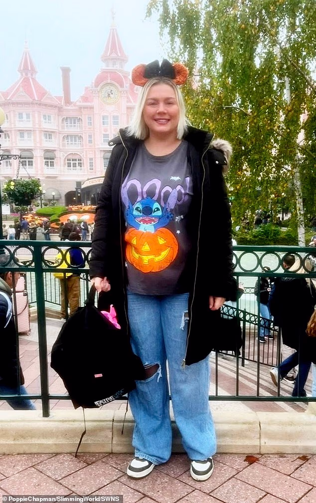 A mother who was unable to fit on the rides at Disneyland Paris due to her size has returned to the theme park two years later after losing nearly six stone