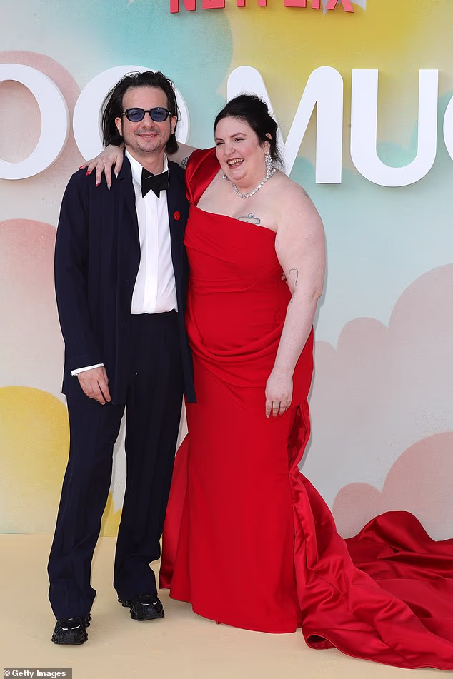 Lena Dunham hand usband Luis Felber announced that they had welcomed a new child via surrogate (they ae seen in London in June 2025)