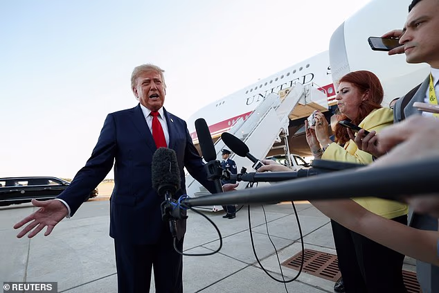 President Donald Trump spoke to reporters ahead of a campaign event on Wednesday