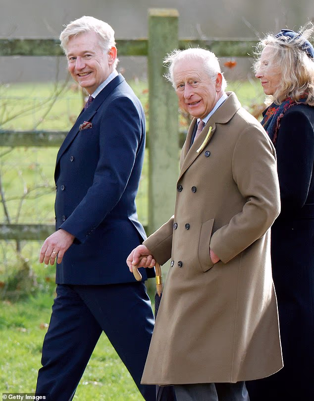 King Charles with his Private Secretary Sir Clive Alderton in March this year