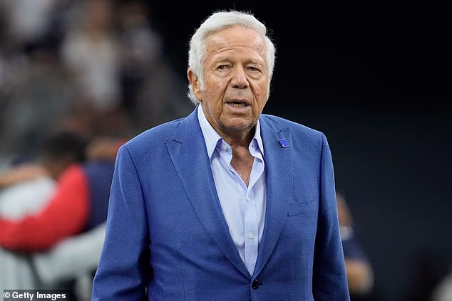 Responding with an Instagram statement after it was confirmed he was leaving, the rapper claimed Sheeran told him that stadium owner Robert Kraft (pictured) orchestrated the move