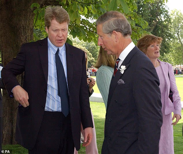 Earl Spencer and then Prince Charles during the official opening of a fountain built in memory of Diana, Princess of Wales, in London's Hyde Park