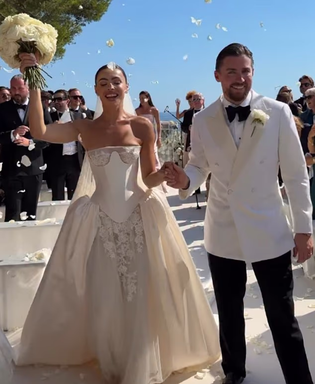 Francesca Allen wowed in her dramatic couture gown as she tied the knot with Ed Crossan in Monaco while supported by her Love Island co-stars