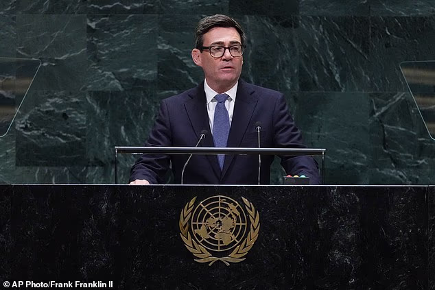 Andy Burnham addresses the 81st session of the United Nations General Assembly at U.N. headquarters on Tuesday