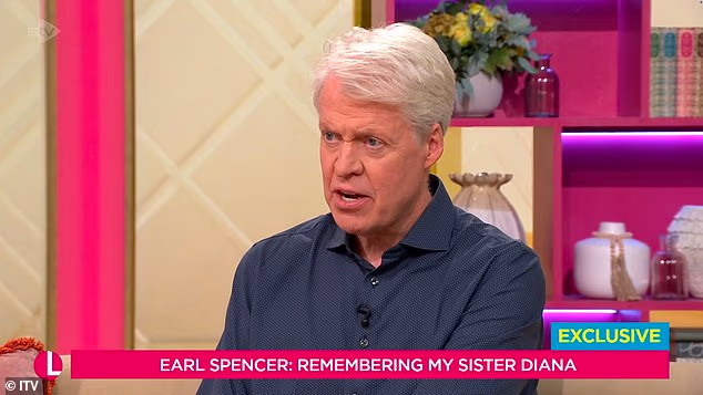 Earl Spencer appeared on his first live television appearance on Lorraine on Tuesday morning