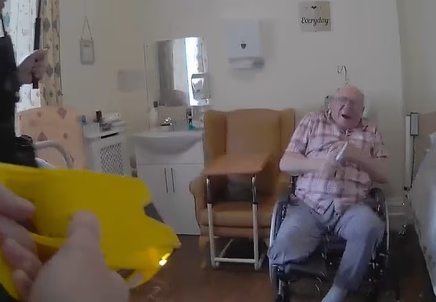 Mr Burgess is seen here as he is Tasered by a police officer. An officer also sprayed almost a whole can of pepper spray