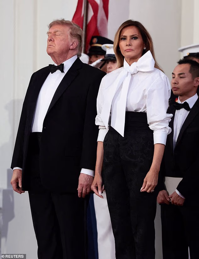Melania Trump flaunted her fashion credentials as she joined husband President Donald Trump at the state dinner for Xi Jinping