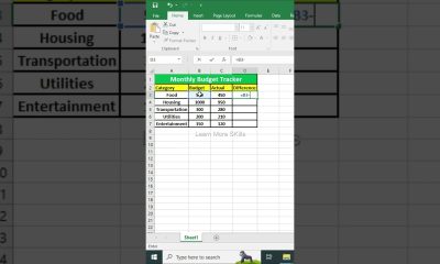 How to Calculate a Monthly Budget Tracker in Excel and Subtract Expenses | Easy Step-by-Step Guide"