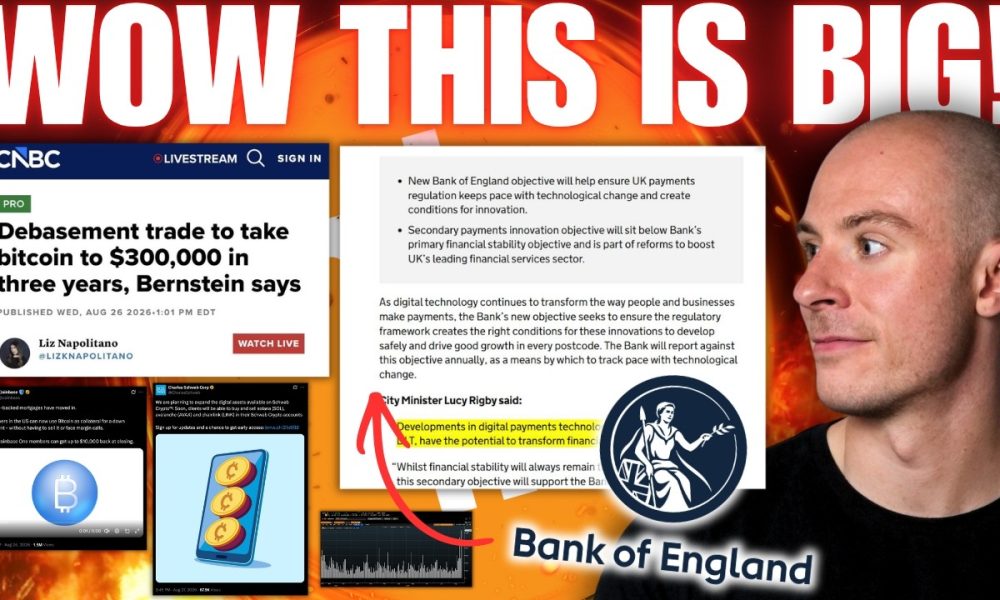 Bank Of England Huge Crypto Announcement! Bernstein $300k BTC! Coinbase Mortgages!?! Solana ETF News