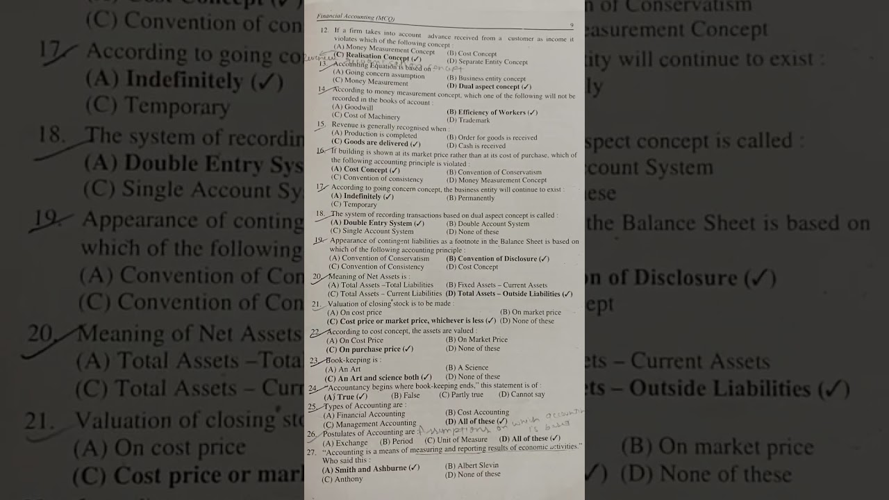 accounting : meaning, nature and scope MCQ #viral#mcq#bcom#financial accounting