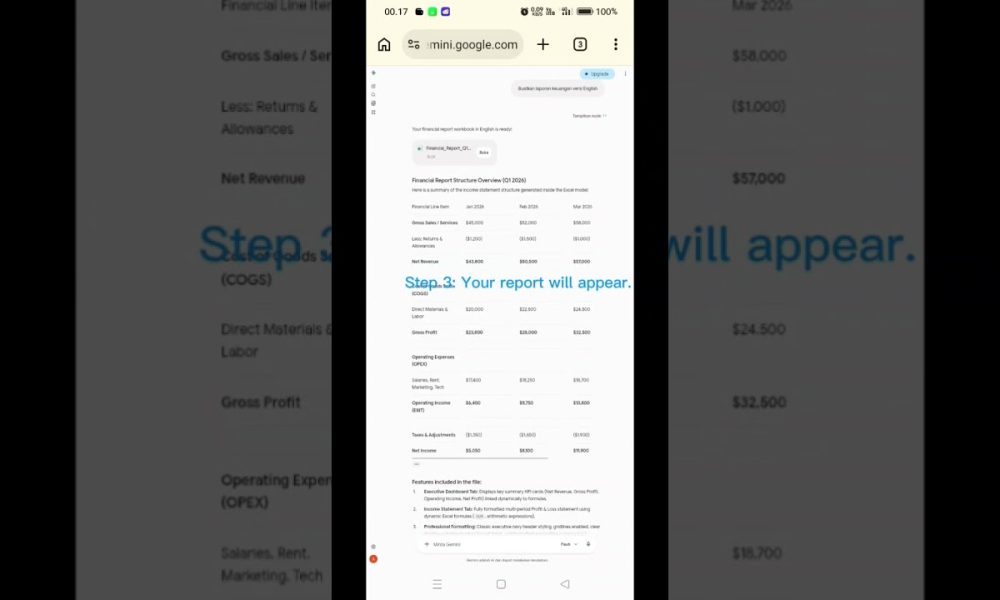 How To Make Financial Reports in 5 Seconds Using Google Gemini: US Business in 2026.
