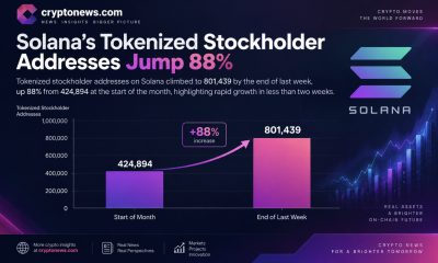 Tokenized equities on Solana reached 801,439 holder addresses by the end of last week, but the news does not represent unique investors.