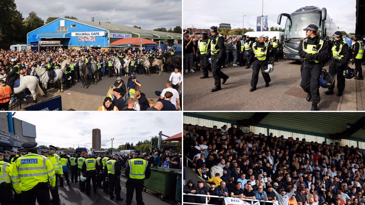 Millwall fans celebrate their sides first goal
