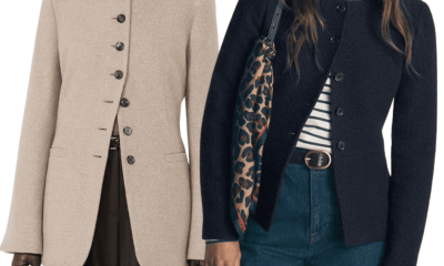 women wear stylish collarless split hem blazer in different ways
