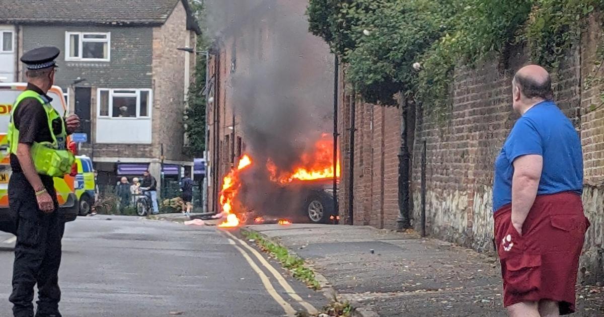 BMW car fire off Walmgate in York - crews on scene
