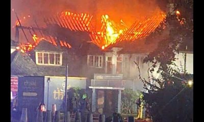A162 Old Great North Road closed after large building fire