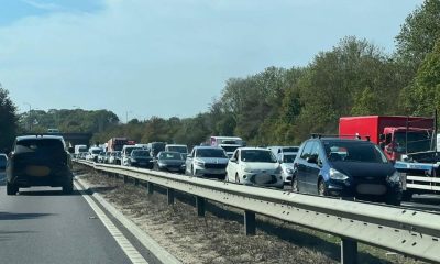 Van fire and crash on A1 from junction 49 and 51 Dishforth