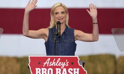 Iowa GOP Senate candidate, Rep. Ashley Hinson, speaks during a BBQ fundraiser on Aug. 29, 2026.