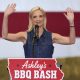 Iowa GOP Senate candidate, Rep. Ashley Hinson, speaks during a BBQ fundraiser on Aug. 29, 2026.