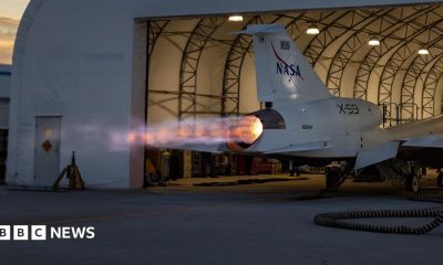 The X-59 aircraft has a very long pointed nose - at least half the length of the entire plane reaches beyond the cockpit