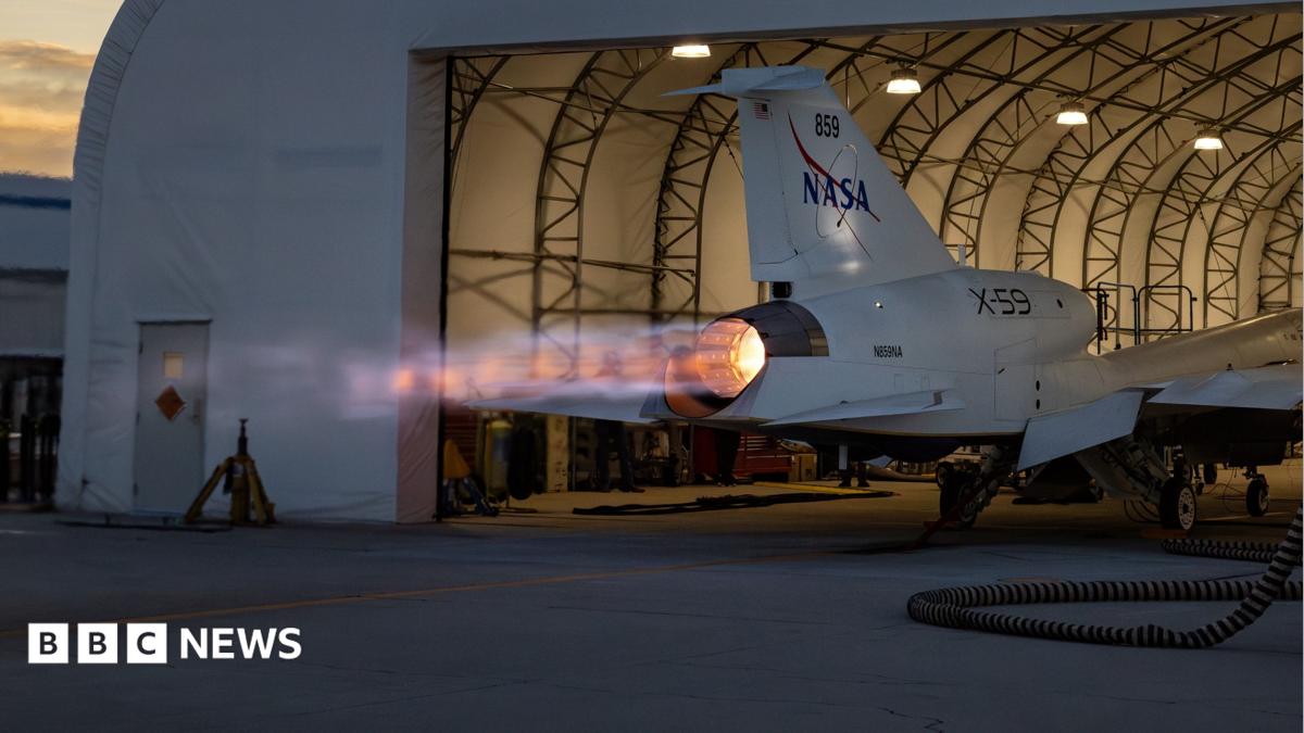 The X-59 aircraft has a very long pointed nose - at least half the length of the entire plane reaches beyond the cockpit