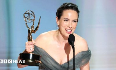 Kate O'Flynn accepts the Outstanding Supporting Actress in a Comedy Series Award for 'Widow's Bay' during the 78th annual Emmy Awards ceremony held at the Peacock Theater in Los Angeles, California, USA, 14 September 2026