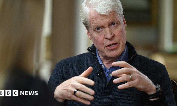 Earl Spencer talking about his memoir of Diana with the BBC's Laura Kuenssberg.