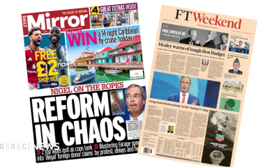 The headline on the front page of the Daily Mirror reads: “Reform in chaos”.