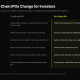 Table comparing traditional IPOs and on-chain IPOs across six dimensions
