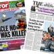 The headline on the front page of the Mirror reads: “Miracle no one was killed”.