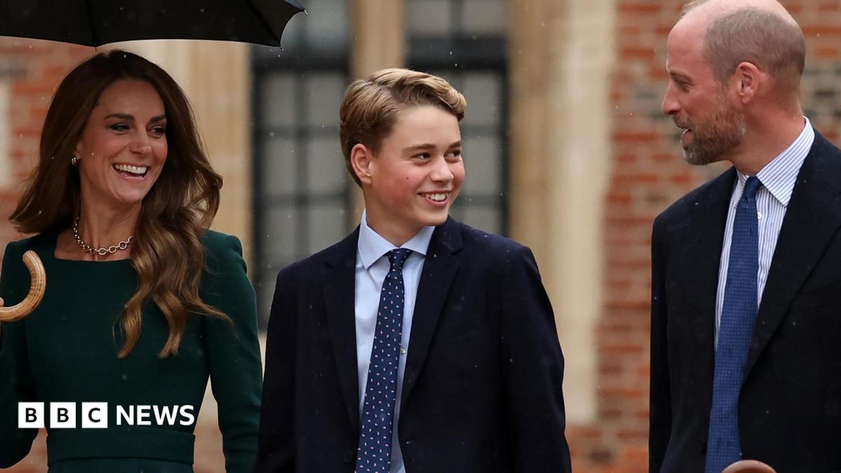 Prince George arrived with his parents for his first day at Eton