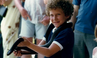 The author age 7. "I loved snakes and I was fearless," they write.