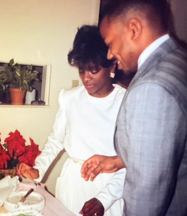 The author and her former husband on their wedding day (Atlanta, 1989).