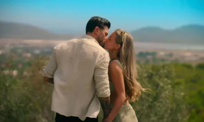 Love is Blind UK couple Taylor and Sophie share a kiss on their first holiday to Ibiza