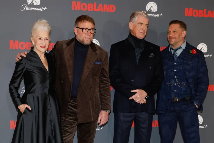 MobLand stars Dame Helen Mirren, Pierce Brosnan and Tom Hardy with director Guy Ritchie