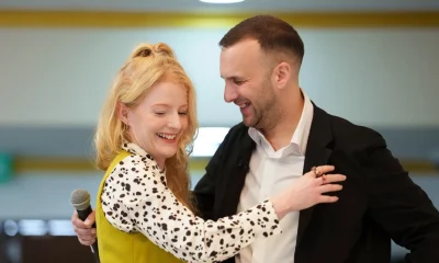Green MP Hannah Spencer with Polanski after she won the Gorton and Denton by-election in February