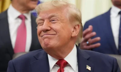 President Donald Trump reacts during an event about healthcare in the Oval Office of the White House, Friday Sept. 18, 2026, in Washington. (AP Photo/Jacquelyn Martin)