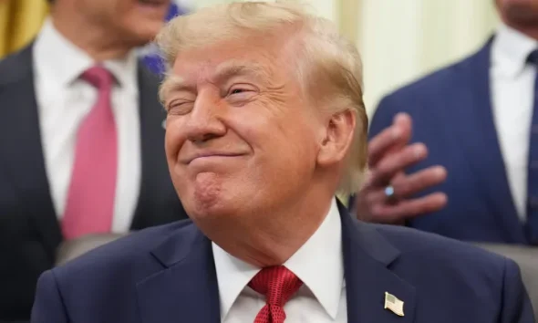 President Donald Trump reacts during an event about healthcare in the Oval Office of the White House, Friday Sept. 18, 2026, in Washington. (AP Photo/Jacquelyn Martin)