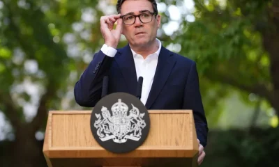 Britain's Prime Minister Andy Burnham gives a speech during a reception at 10 Downing Street, London, Monday Sept. 21, 2026,
