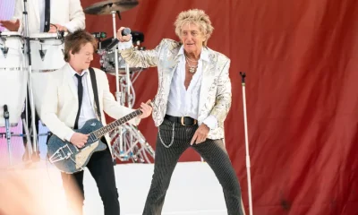 Sir Rod Stewart on stage in New Orleans earlier this year