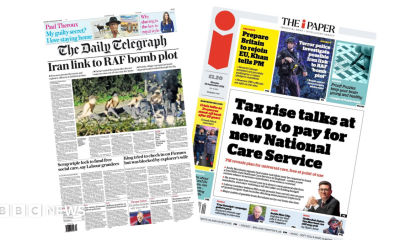 The headline on the front page of the Daily Telegraph reads: “Iran link to RAF bomb plot”.