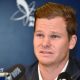 Steve Smith is confronted by media before returning home from Australia's tour of South Africa in 2018