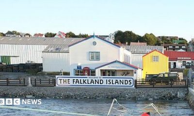 STANLEY, FALKLAND ISLANDS - MARCH 2006: Stanley welcomes visitors to the Falkland Islands.