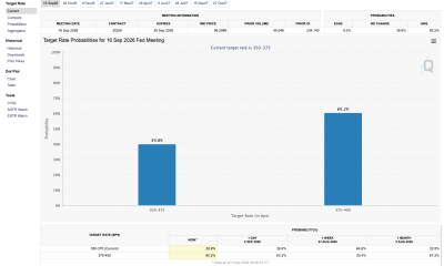 Target Rate Probabilities for September Fed Meeting. Source: CME Group