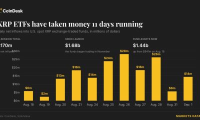 XRP ETFs pull in $170 million over eleven days. Goldman tops institutional holders